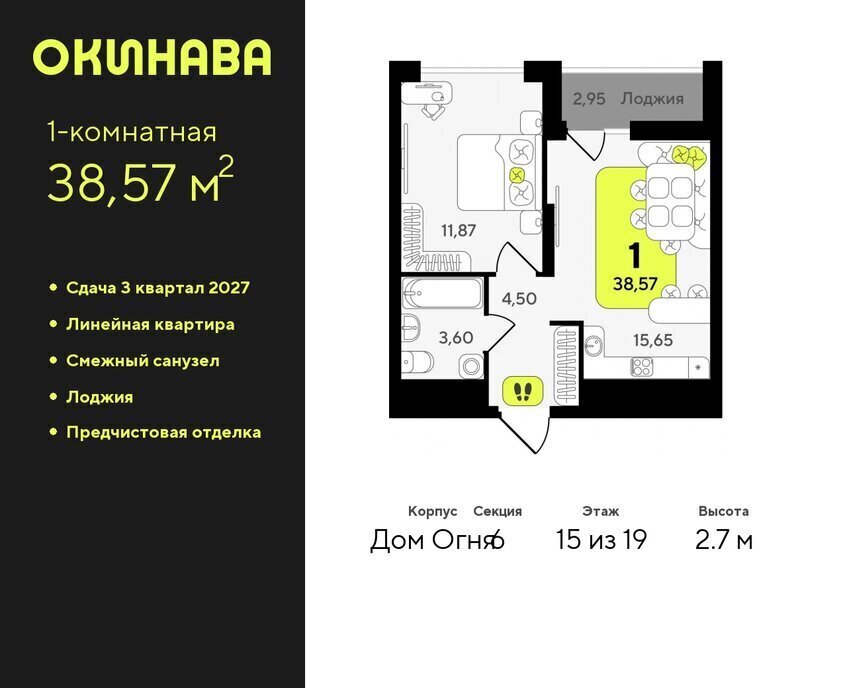 квартира г Тюмень ЖК «‎Окинава» Центральный административный округ фото 1