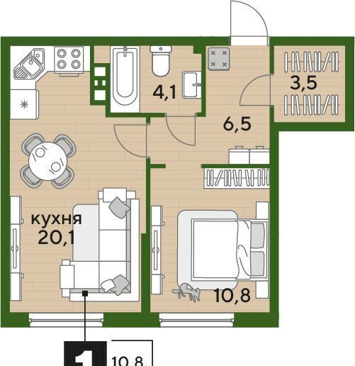 квартира г Краснодар р-н Прикубанский Мкр. «DOGMA PARK» ул. Красных Партизан/Азовская, лит. 3 фото 2