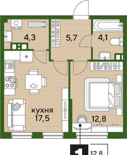 квартира г Краснодар р-н Прикубанский Мкр. «DOGMA PARK» ул. Красных Партизан/Азовская, лит. 3 фото 2