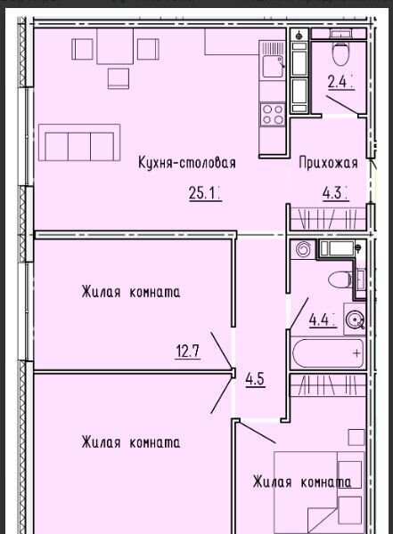 квартира г Пенза Пенза-2 ул Яшиной 4 ЖК «Лугометрия» р-н Октябрьский фото 6