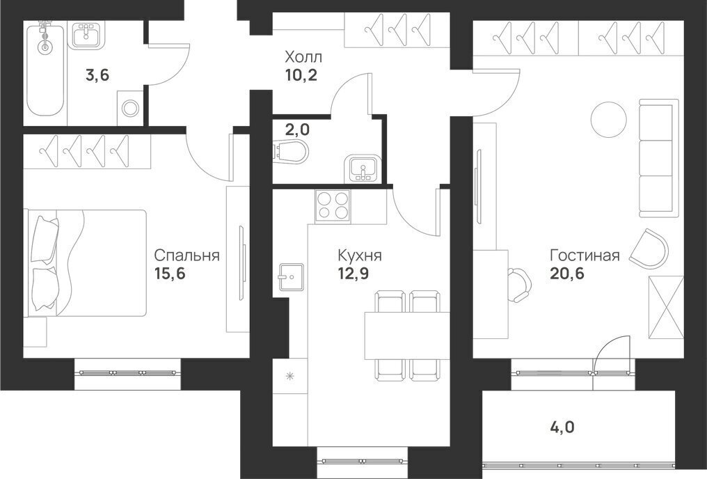 квартира г Тула ул Героев России 6 ЖК «Новая Тула» фото 3