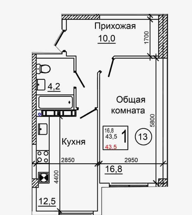 квартира р-н Симферопольский с Мирное ул Живописная ЖК 5 элемент фото 11