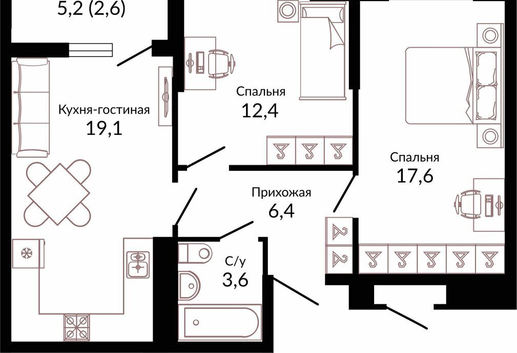 квартира г Краснодар р-н Прикубанский ЖК «Отражение» шоссе Ближний Западный Обход фото 1