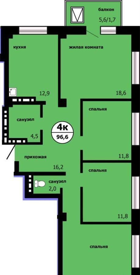 квартира г Красноярск р-н Свердловский Тихие зори ул Лесников корп. 2 фото 1