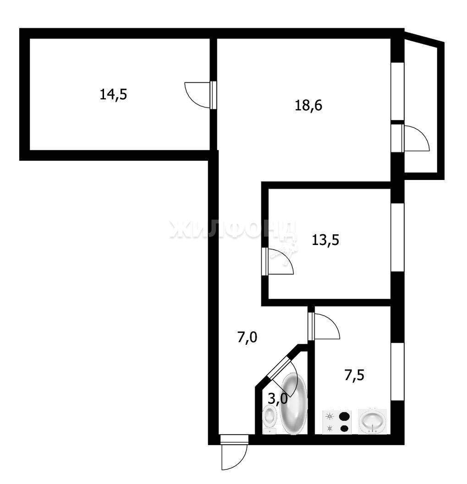 квартира р-н Мошковский с Сокур 2 квартал, д. 11 фото 14