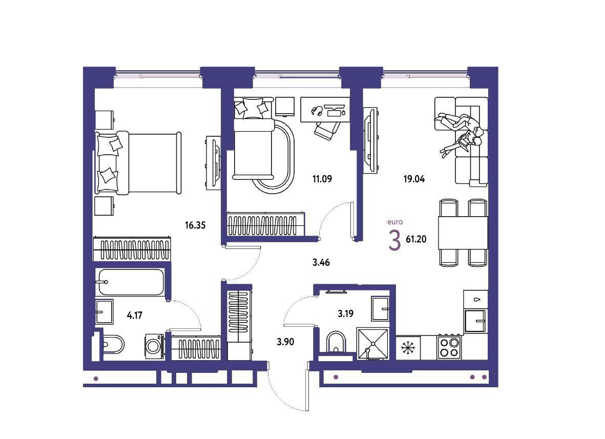 квартира г Тюмень р-н Центральный ул Мельникайте 42 корп. 1 фото 2