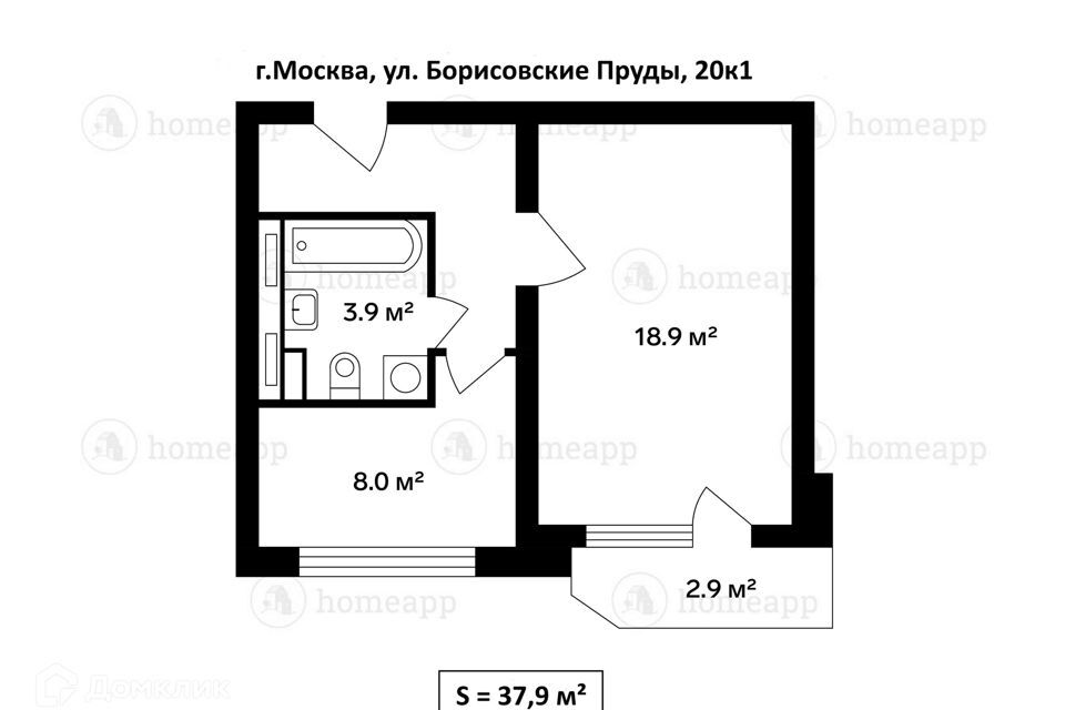 квартира г Москва ул Борисовские Пруды 20к/1 Южный административный округ фото 2