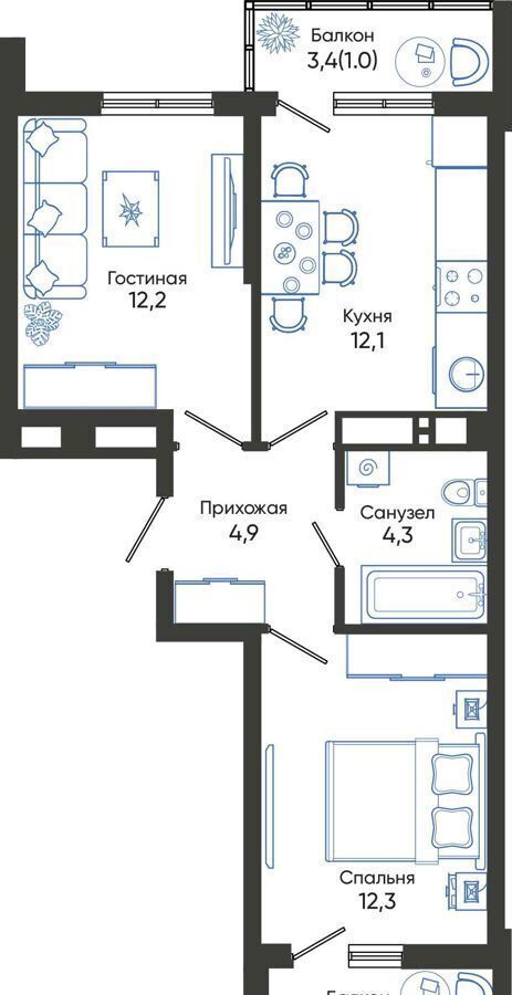 квартира г Новороссийск р-н Центральный ул Куникова 1 блок-секции 1-5 фото 1