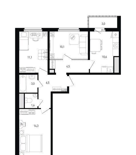 квартира г Ростов-на-Дону р-н Советский ул Ткачева 1 корп. 8-10 фото 3