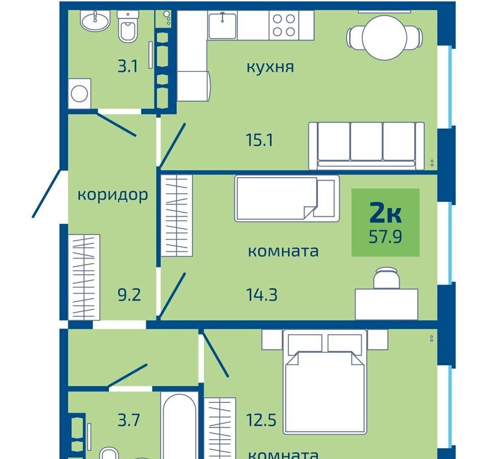 квартира г Пермь р-н Мотовилихинский ул Целинная 59 корп. 2 фото 1