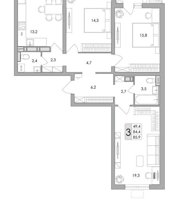 квартира г Воронеж р-н Центральный ул Шишкова 140б/17 фото 1