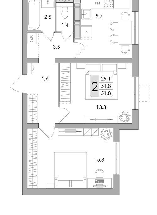 квартира г Воронеж ул Шишкова 140б/17 фото 1