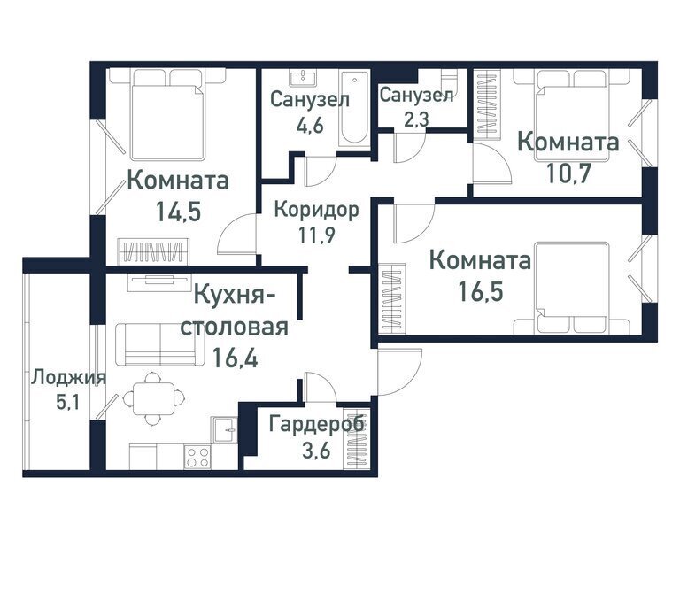 квартира р-н Сосновский п Пригородный ул Ласковая 3 Кременкульское сельское поселение фото 1