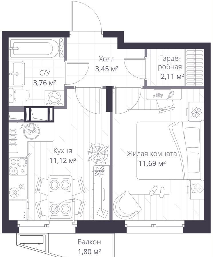 квартира р-н Всеволожский г Сертолово мкр Сертолово-1 ул Дмитрия Кожемякина 2 фото 2