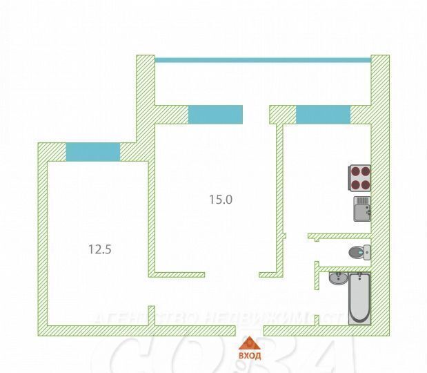 квартира г Тюмень р-н Центральный ул Мельникайте 46а фото 19