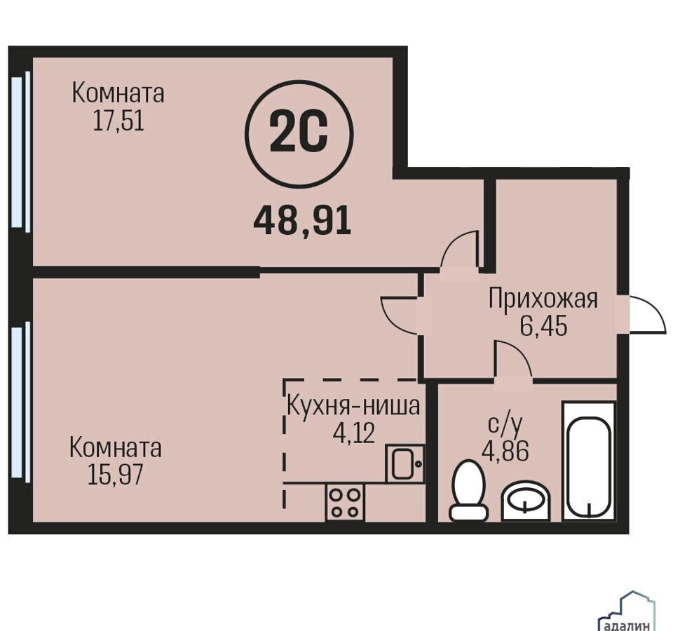 квартира г Барнаул рп Южный р-н Центральный проезд Южный 15 корп. 3, блок-секция 1 фото 1