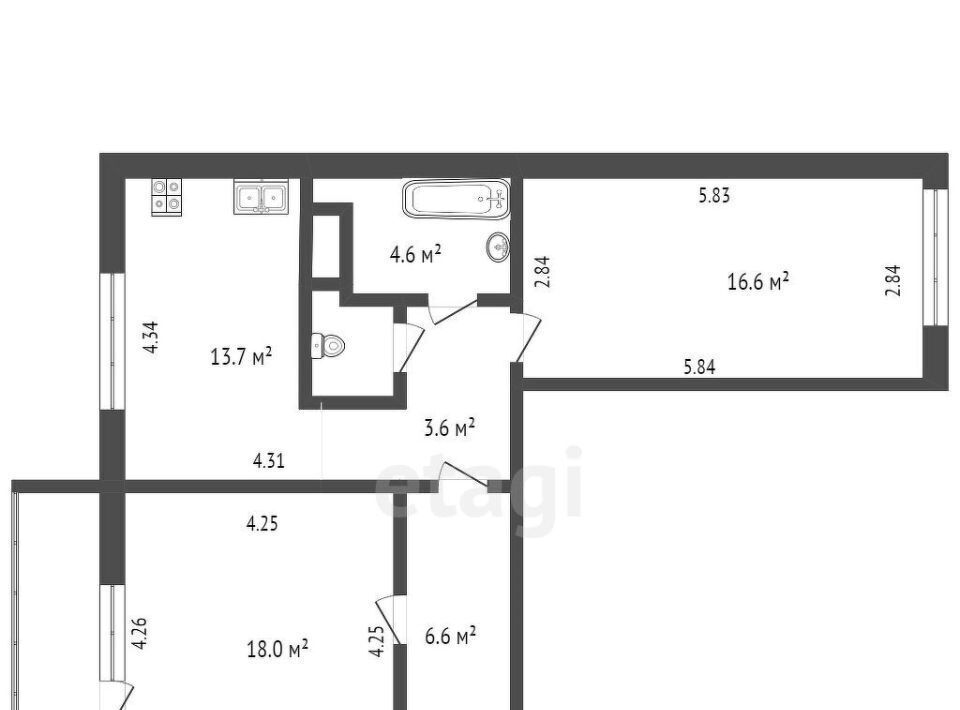 квартира г Челябинск р-н Тракторозаводский ул Трашутина 51 фото 30