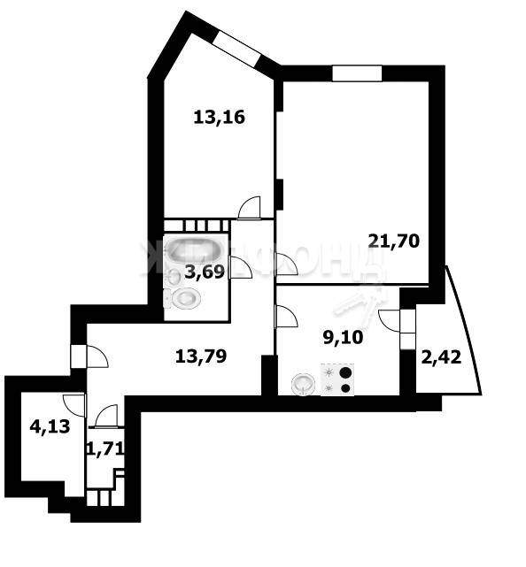 квартира г Новосибирск мкр Закаменский Берёзовая роща, д. 13 фото 11