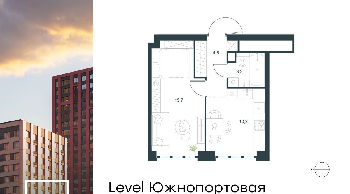 квартира г Москва метро Кожуховская ЖК Левел Южнопортовая 3 фото 1