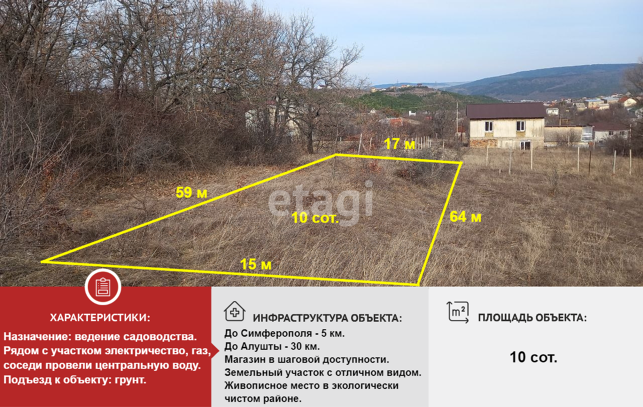 земля р-н Красногвардейский с Дубровское с. п., Симферополь, Дружба фото 1