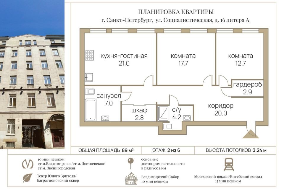 квартира г Санкт-Петербург ул Социалистическая 16 Центральный фото 1