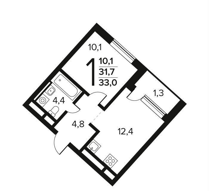 квартира г Щербинка квартал № 1 р-н Десёновское, № 61., корп. 6, п. Десеновское фото 1