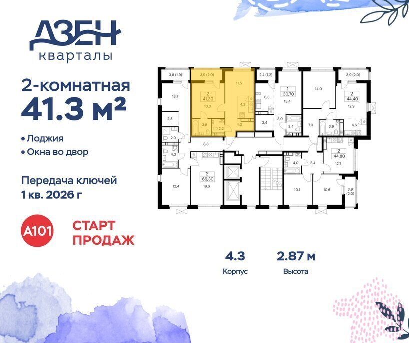 квартира г Москва метро Коммунарка ТиНАО ЖР «Дзен-кварталы» фото 2