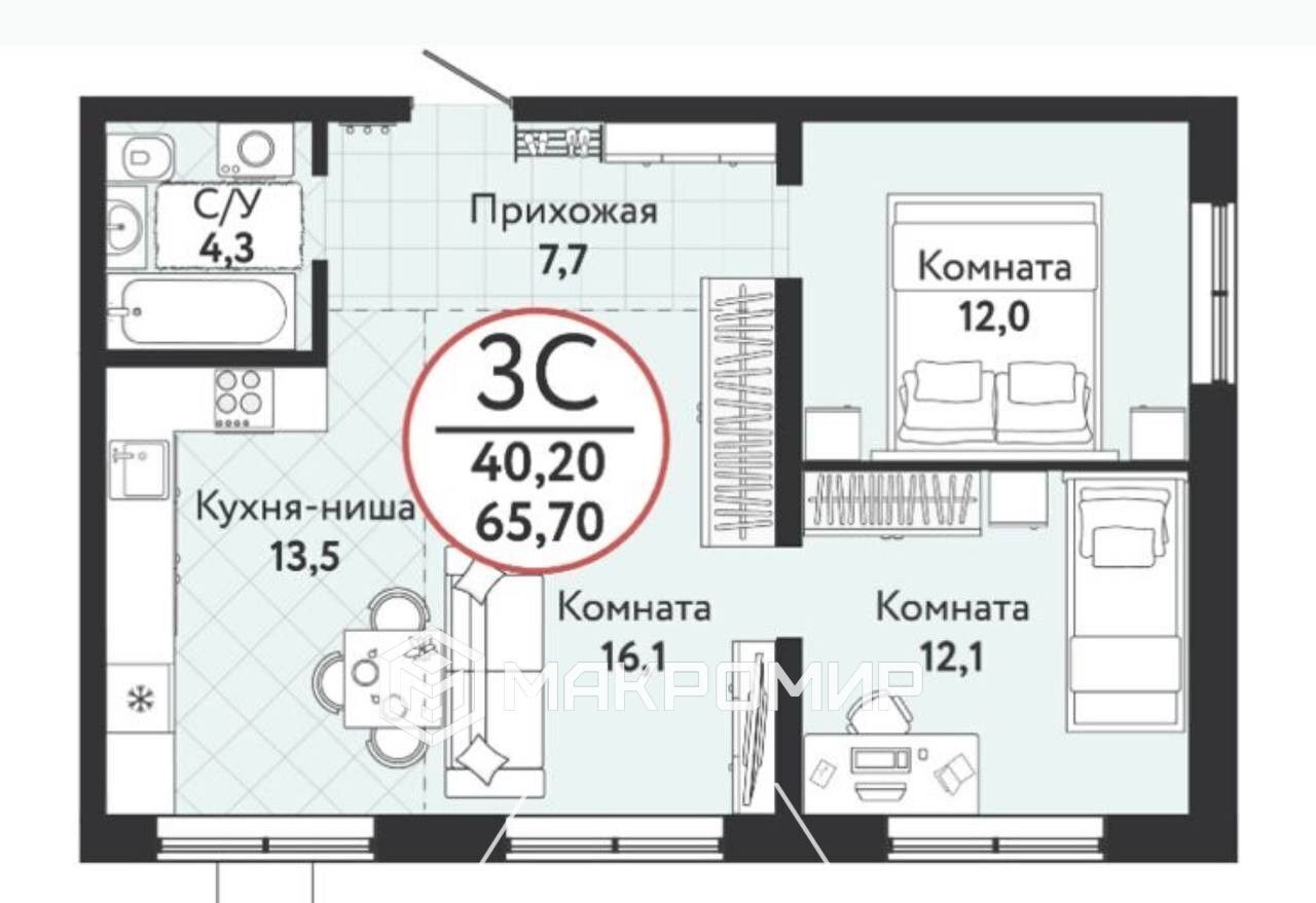 квартира г Новосибирск Золотая Нива ул Есенина 12в фото 22