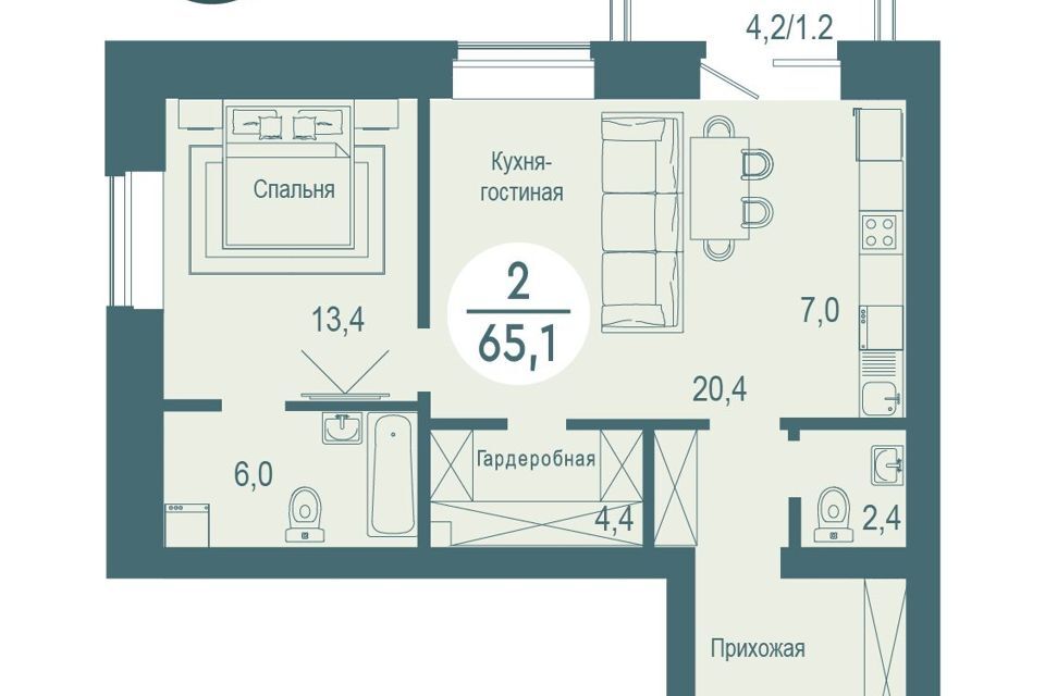 квартира г Красноярск р-н Советский городской округ Красноярск, Микрорайон SCANDIS OZERO фото 1