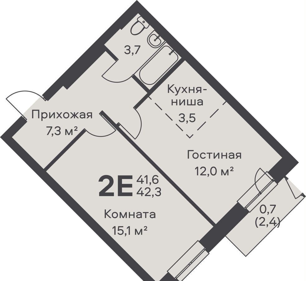 квартира г Пермь р-н Орджоникидзевский ул Вильямса Альфа дом на Гайве з/у 5А, поз. 2 фото 1