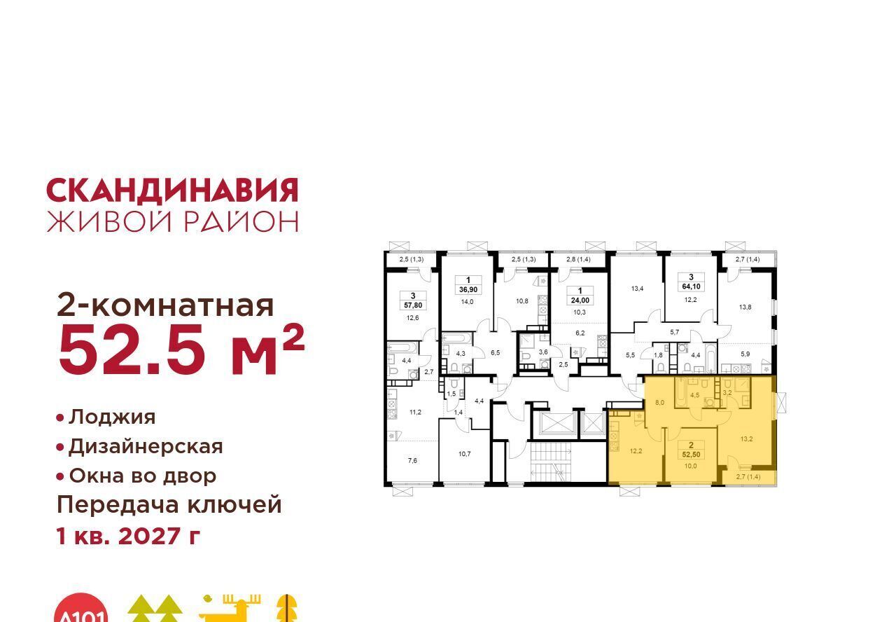 квартира г Москва п Сосенское ул Эдварда Грига 5 ЖК Скандинавия метро Теплый Стан фото 2