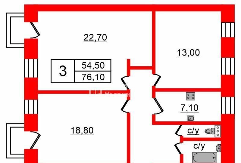 квартира г Санкт-Петербург метро Обводный Канал 1 ул Воронежская 98 фото 18