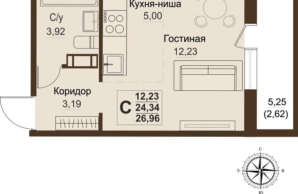 квартира р-н Сосновский п Пригородный ЖК «Шишкин» Кременкульское сельское поселение фото 1