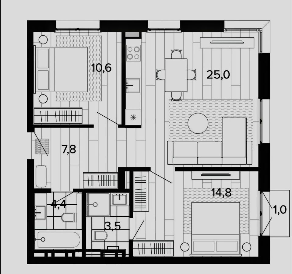 квартира г Барнаул р-н Центральный тракт Змеиногорский 35б корп. 1 фото 3