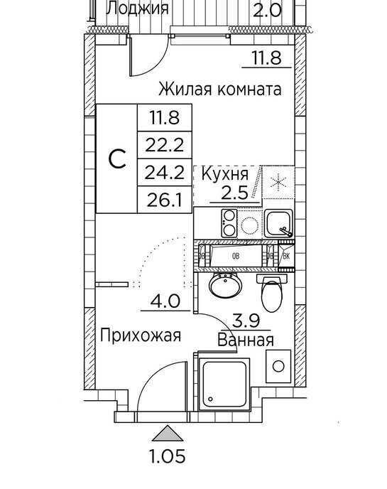 квартира г Владивосток р-н Ленинский ул Расула Гамзатова 7к/3 фото 1