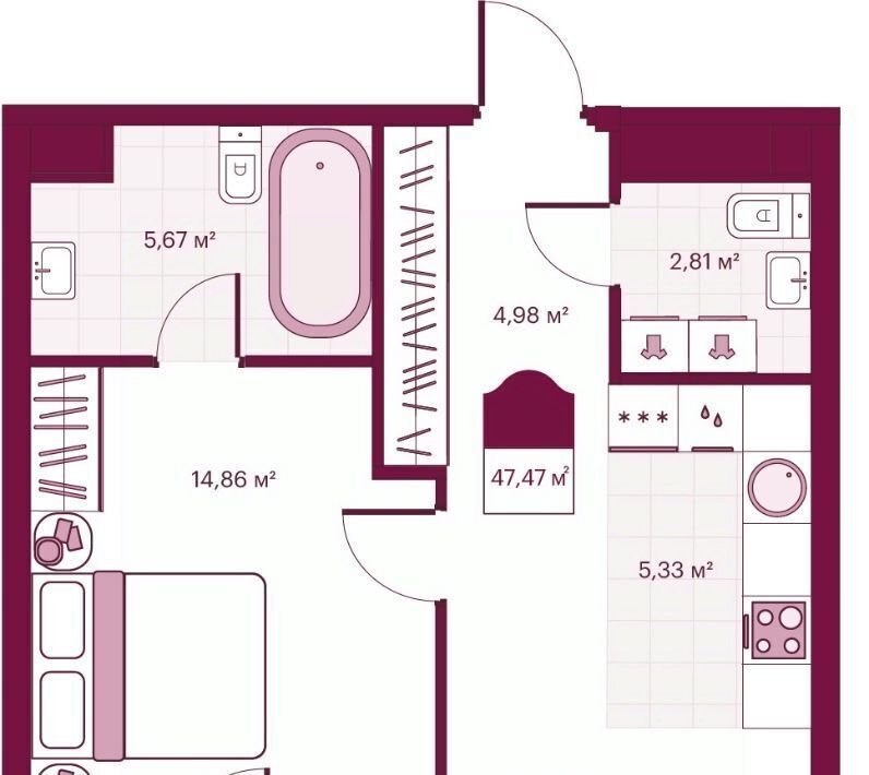 квартира г Тюмень р-н Калининский ул Герцена 33 фото 1