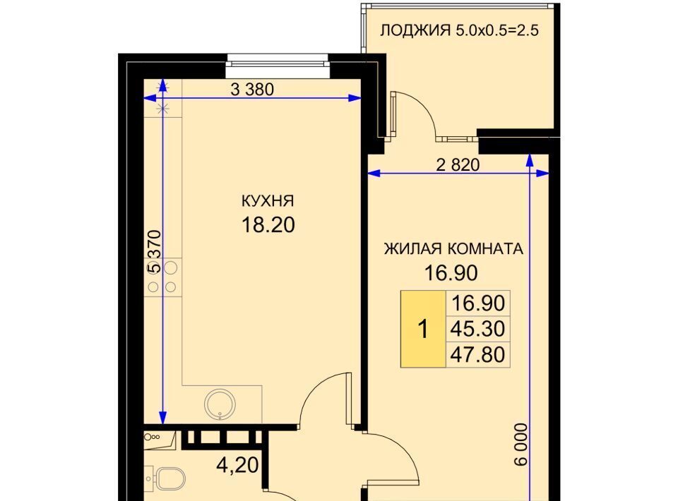 квартира р-н Динской п Южный ул Екатерининская 5к/2 ЖК «История-2» Южно-Кубанское с/пос фото 1