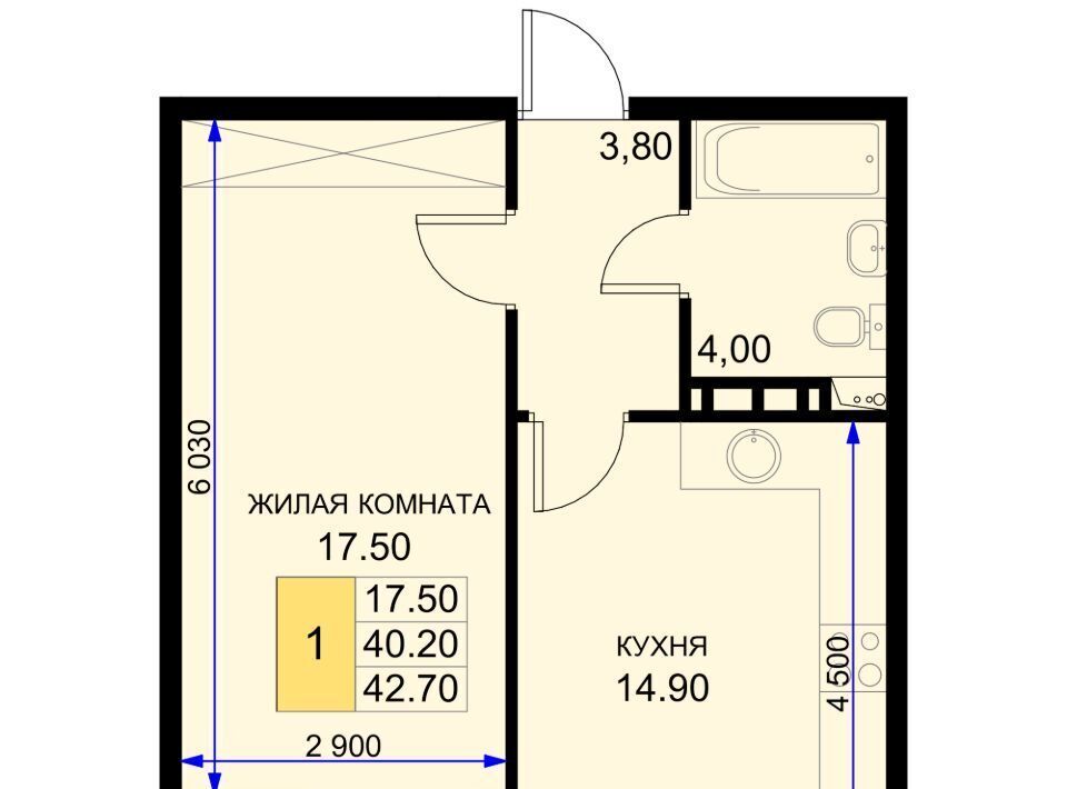 квартира р-н Динской п Южный ул Екатерининская 5к/2 ЖК «История-2» Южно-Кубанское с/пос фото 1