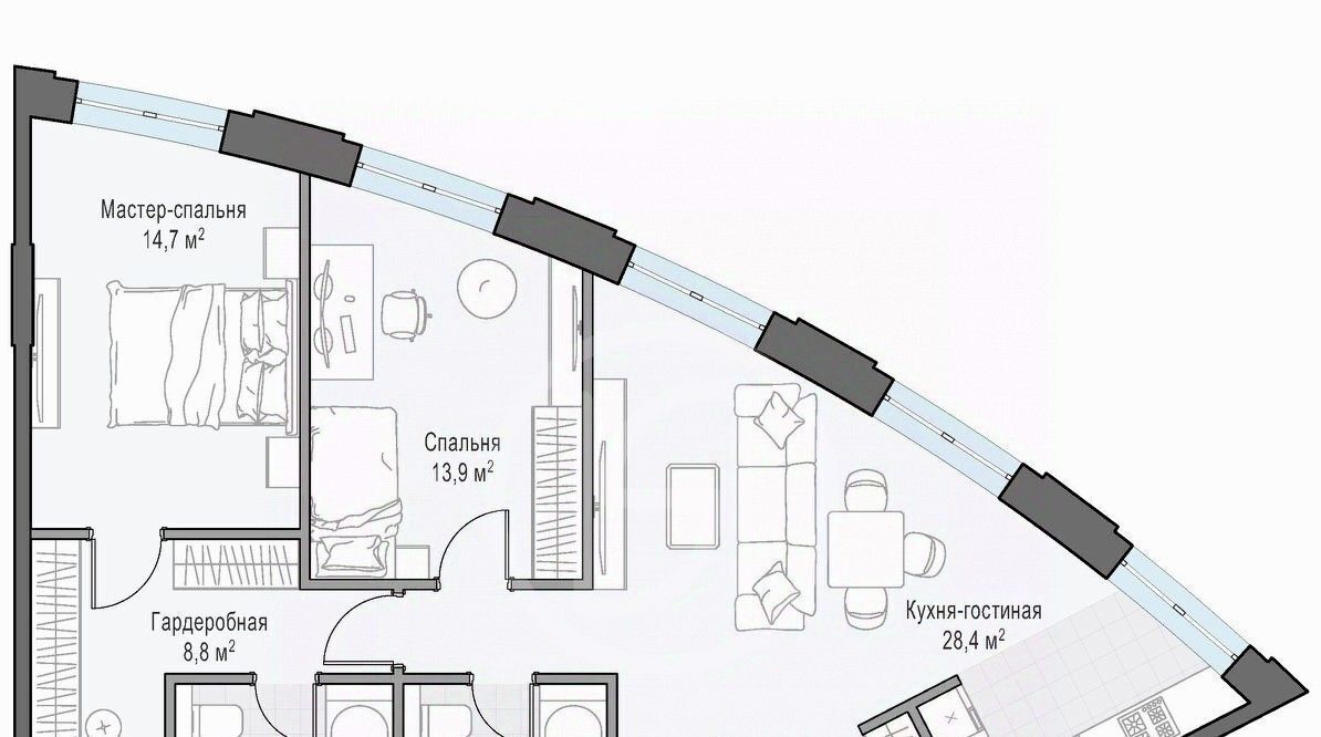 квартира г Москва метро Сокол ул Врубеля 4к/1 фото 14