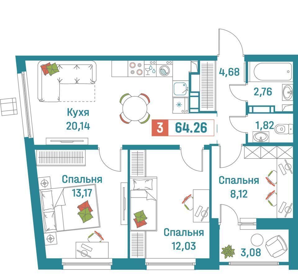 квартира р-н Всеволожский г Мурино ул Екатерининская 20/1 Девяткино фото 1