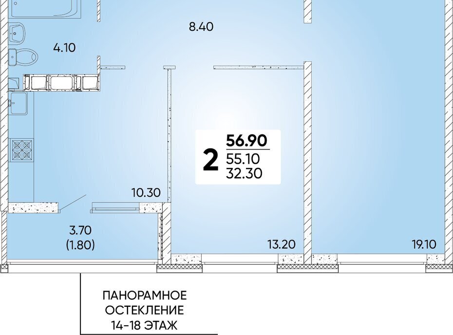 квартира г Краснодар р-н Прикубанский ул Доблести 10 фото 1