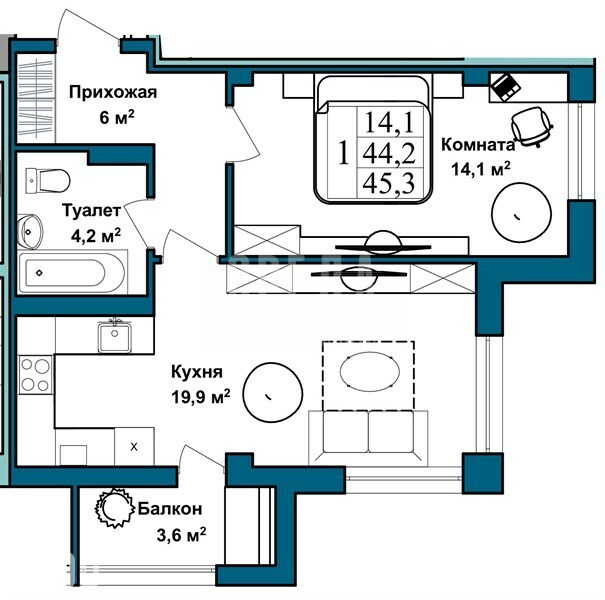 квартира г Севастополь ул Степаняна 2 клубный дом AZIMUT фото 2