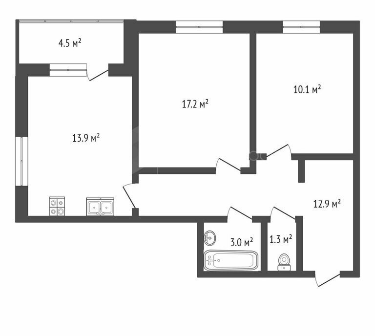 квартира г Тюмень ул Мельникайте 2к/4 фото 21