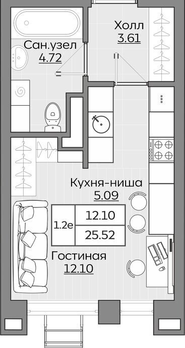 квартира г Казань р-н Приволжский Проспект Победы фото 1