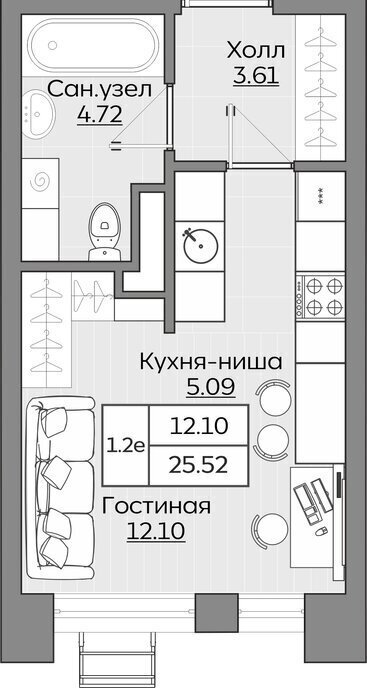 квартира г Казань р-н Приволжский Проспект Победы фото 1