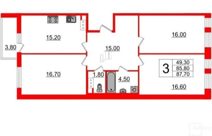 квартира г Санкт-Петербург метро Удельная ул Манчестерская 3 фото 1