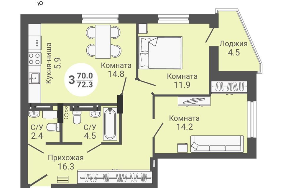 квартира г Новосибирск р-н Кировский ул Петухова 172 городской округ Новосибирск фото 1