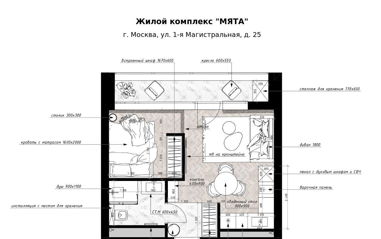 квартира г Москва метро Хорошёвская ул 1-я Магистральная 25 сити-комплекс «Мята» муниципальный округ Хорошёвский фото 7