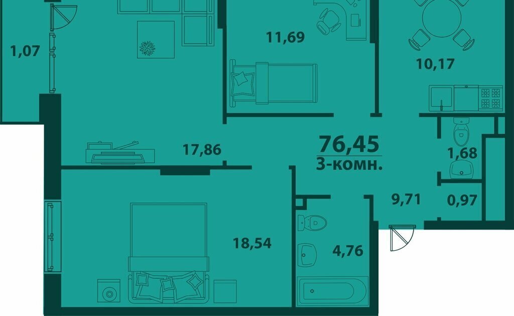 квартира г Ульяновск 19-й микрорайон ЖК «‎Аквамарин 2» 4 фото 1