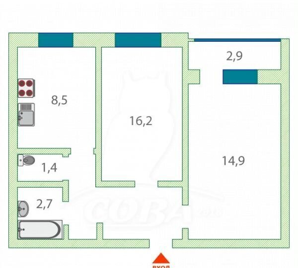 квартира г Тюмень р-н Ленинский ул Казачьи Луга 4к/2 фото 2